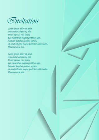 Contrasting geometric shapes on a green background. Template for an invitation card.のイラスト素材