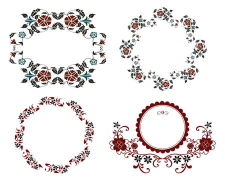 Vintage floral frame setのイラスト素材