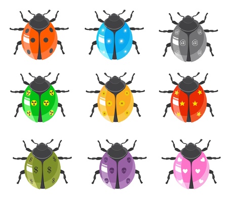 Ladybug Insect Glossy Icon Setのイラスト素材