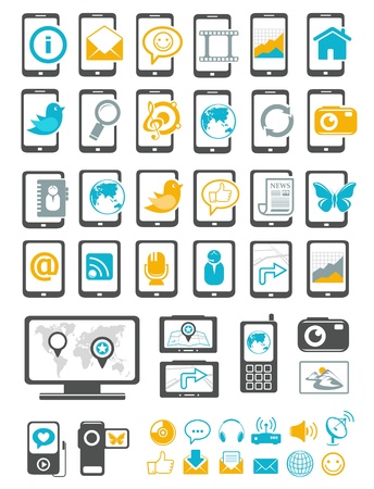 Modern gadget and mobile device iconsのイラスト素材