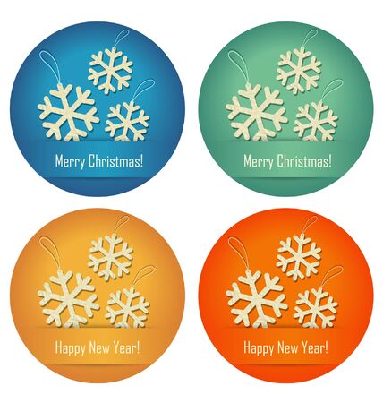 Christmas bubbles with crumpled paper snowflakesのイラスト素材