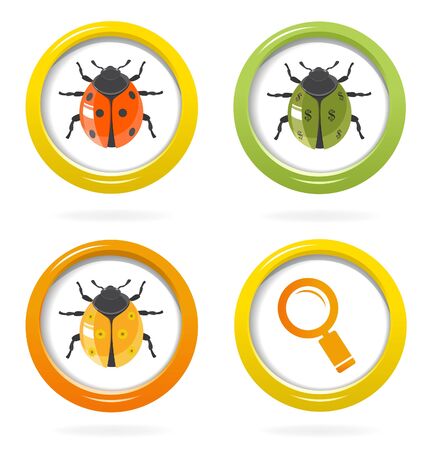 Ladybird glossy icon in colorful bubblesのイラスト素材
