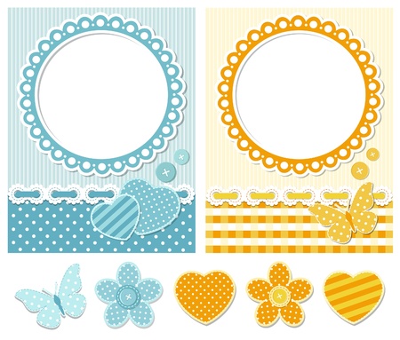 Fabric scrapbook setのイラスト素材