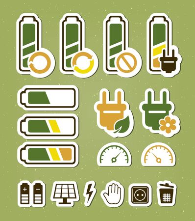 Battery recycling icons setのイラスト素材