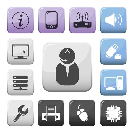 Computer and internet support buttons setのイラスト素材