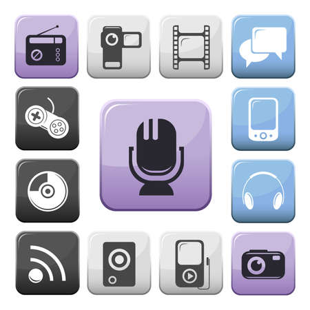 Video audio and multimedia buttons setのイラスト素材