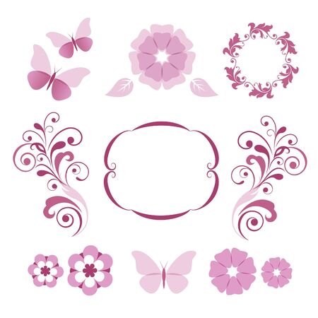 Floral decorative elementsのイラスト素材
