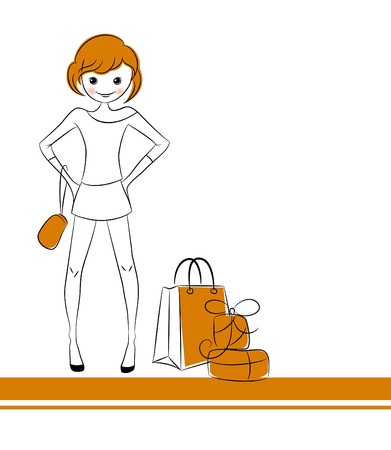 Fashion girl with sale bagのイラスト素材