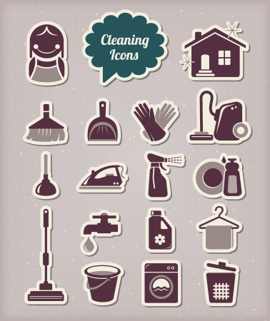 Cleaning icons paper cut styleのイラスト素材