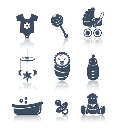 Baby icons blue setのイラスト素材