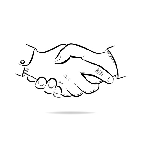 Hand shake vector sketchのイラスト素材