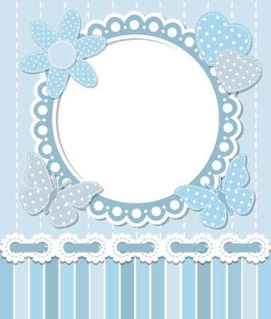 Scrapbook blue frameのイラスト素材