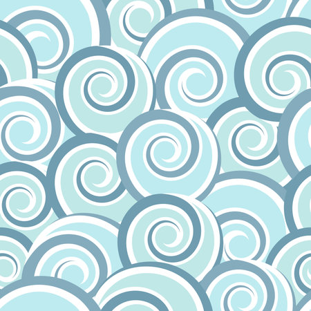 Blue abstract seamless pattern with swirlsのイラスト素材