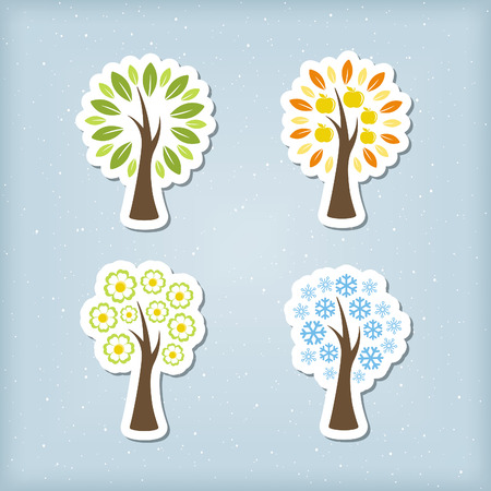 Four season tree iconsのイラスト素材