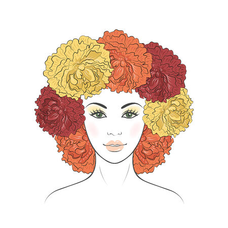 Girl with floral hairのイラスト素材