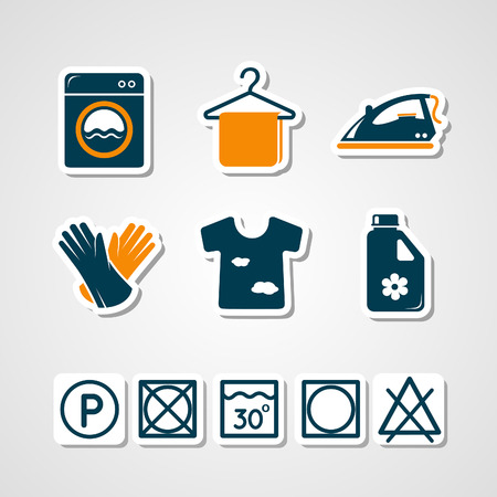 Laundry paper cut iconsのイラスト素材