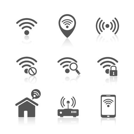 Wireless local network internet access point iconsのイラスト素材