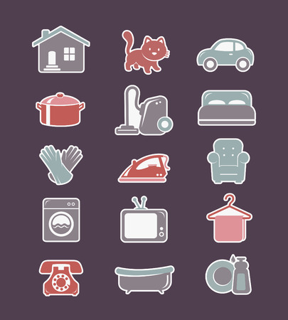 House cleaning and household appliances flat iconsのイラスト素材