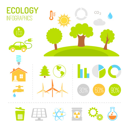 Ecology and organic infographics in flat styleのイラスト素材