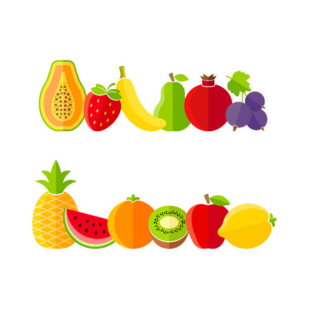 Organic farm fruits illustration in flat styleのイラスト素材