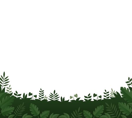 Green leaves frame on white backgroundのイラスト素材