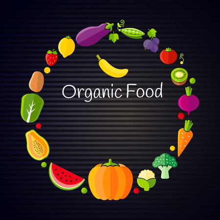 Healthy eating concept with flat fruits and vegetablesのイラスト素材