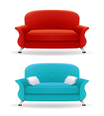 Interior design with realistic sofaのイラスト素材