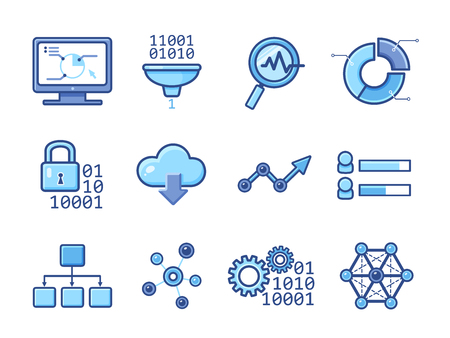 Data analytic icons setのイラスト素材