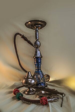 Nargile-Hookah With Engraved Equipment in Light Environmentの写真素材