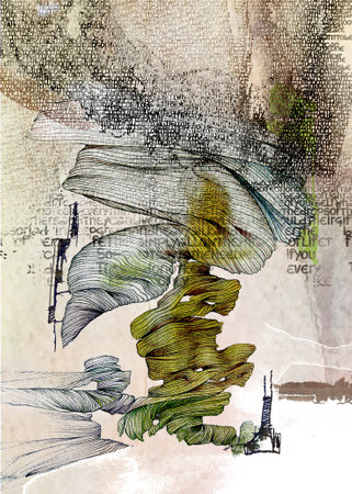 Illustrated message of a bird in flight in typographic and linear formの写真素材