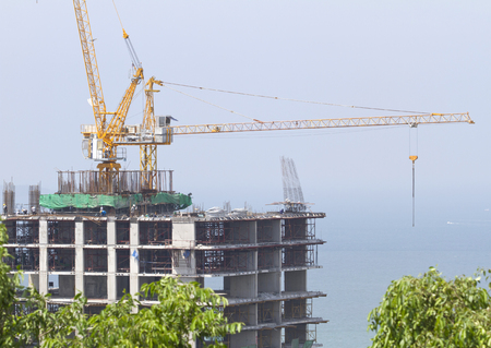 tower cranes on a building siteの写真素材