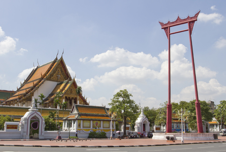Giant Swing, Sutat Temple, Landmark of Bangkok, Thailandの写真素材
