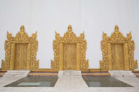 door of Atum Ash Kyaung temple at Mandalay,Myanmarの写真素材