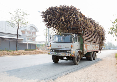 Phrae, Thailand - February 20, 2016: Old truck is transporting sugar cane to the factory on February 20, 2016 at Phrae Province, Thailandの写真素材
