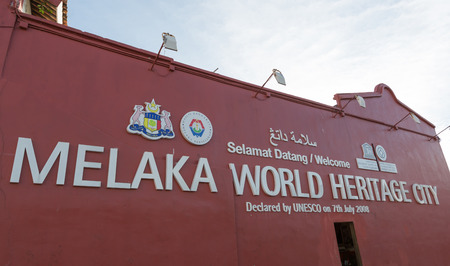 MALACCA MALAYSIA-JUNE 23:Melaka World Heritage City sign on June 23, 2016 at Malacca Malaysiaのeditorial素材