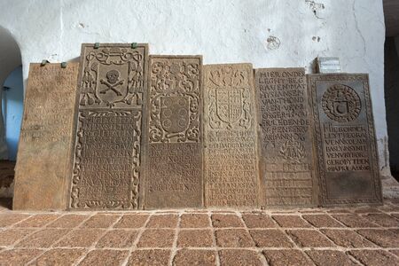 MALACCA MALAYSIA-JUNE 23:Old tombstone inside the ancient ruin of St. Paul's church on June 23, 2016 at Malacca Malaysiaのeditorial素材