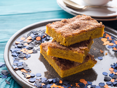 Pumpkin blondies brownies for Halloween holiday partyの写真素材