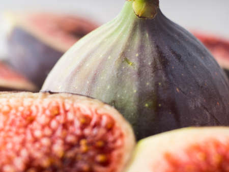 Macro shot of a ripe purple fig