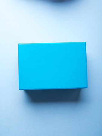 Blue box on pastel abstract background. Minimalの写真素材