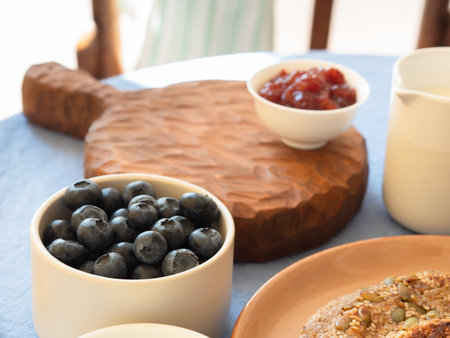 Sweet breakfast served outdoors with homemade food