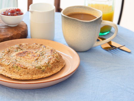Homemade protein keto bread for breakfastの写真素材