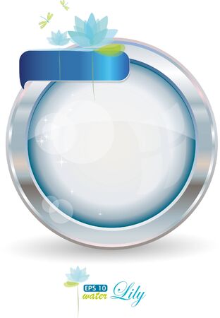 Silver circle frame with water lilly, vector illustration, eps-10のイラスト素材