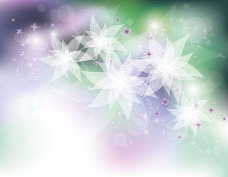 White flowers, vector illustration, contain gradient mesh, eps-10のイラスト素材