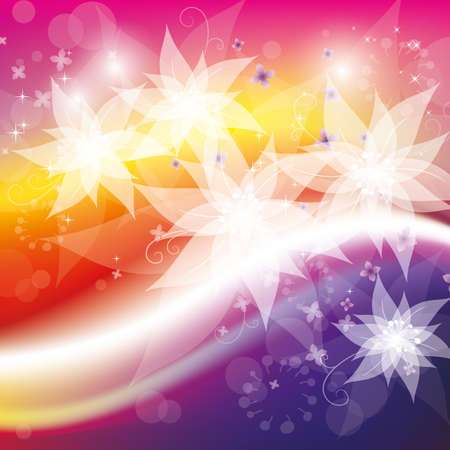 Purple and gold flowers, vector illustration, contain gradient mesh, eps-10のイラスト素材