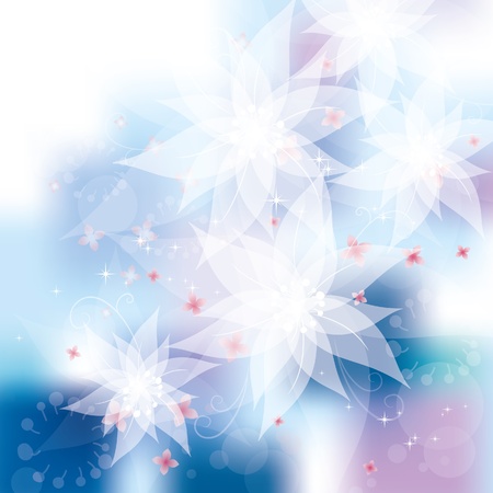 White flowers, vector illustration, contain gradient mesh, eps-10のイラスト素材