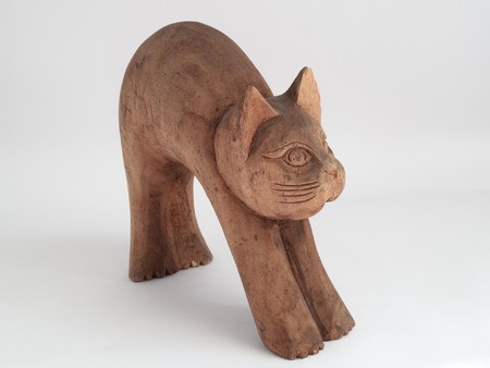 decorate crafting wooden cat isolateの写真素材