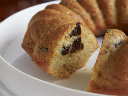 cut prune cake close upの写真素材