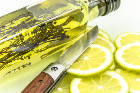 olive oil with citrusの写真素材