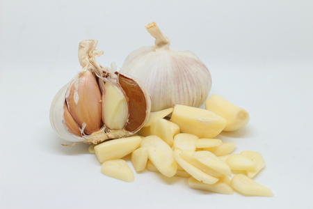 Isolated garlic on white background.の写真素材