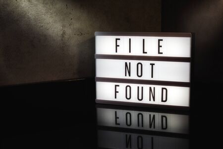 File not found message on a light box with a dark cinematic feelの写真素材